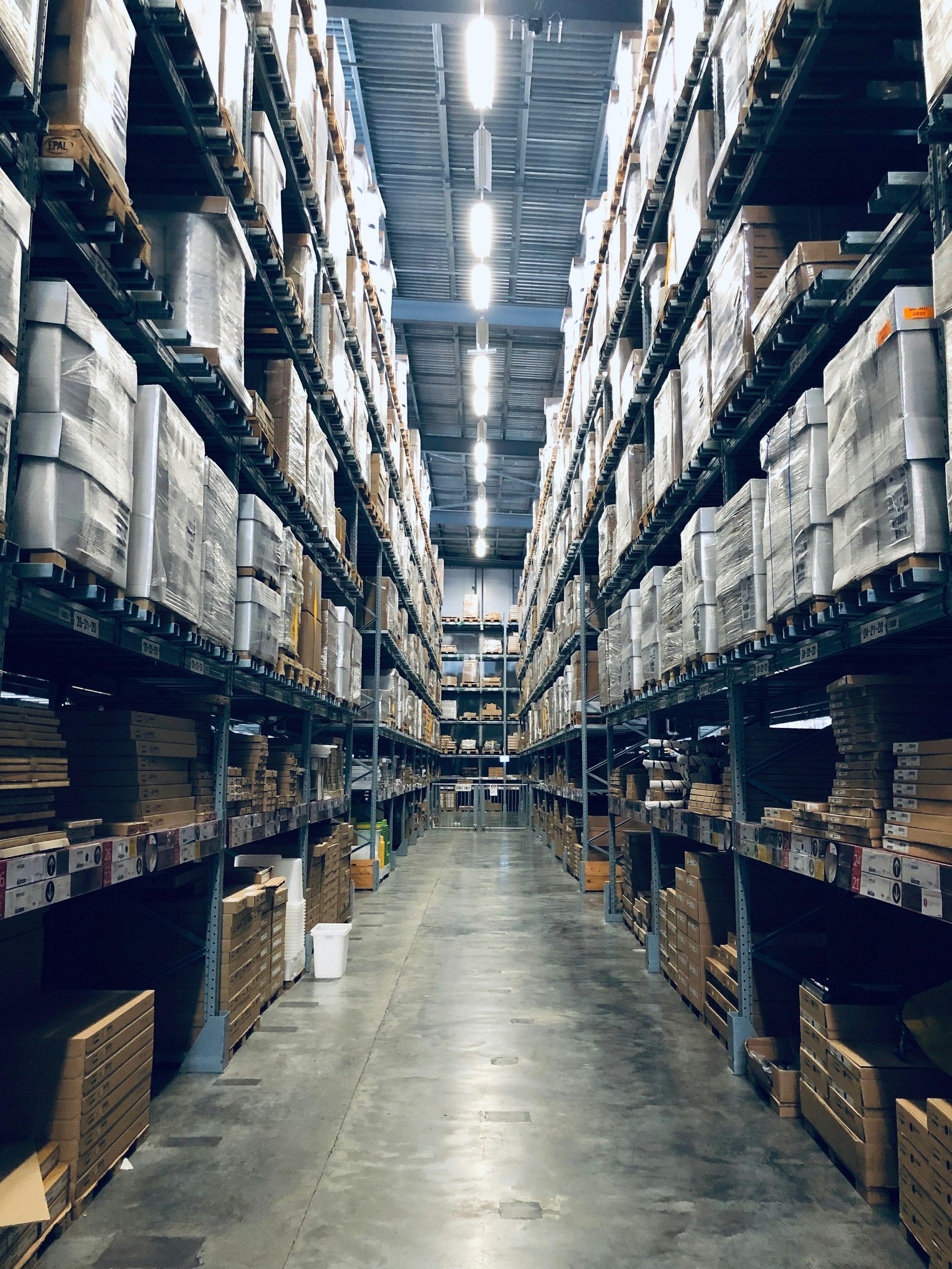Warehouse floor with pallets and inventory